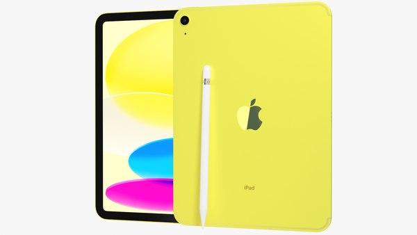 modèle 3D de Apple iPad 2022 10e génération Wi-Fi-Cellulaire avec crayon  Jaune - TurboSquid 1978578