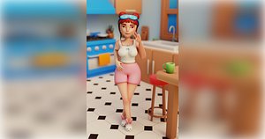 3D model Girl With Pajamas