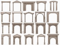 Arched facade columns doorway pilaster 3D model