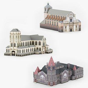 CHURCH Lowpoly 3D Model Collection