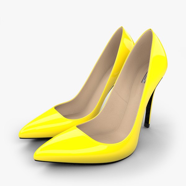 3d realistic yellow stiletto shoes