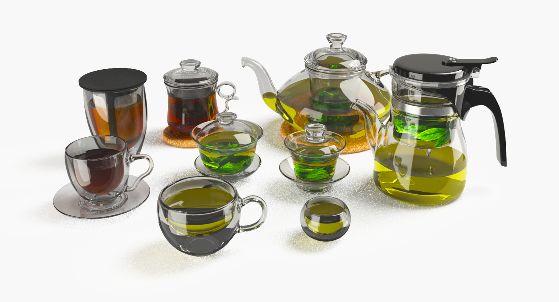 3d Tea Glassware Set Glass Model