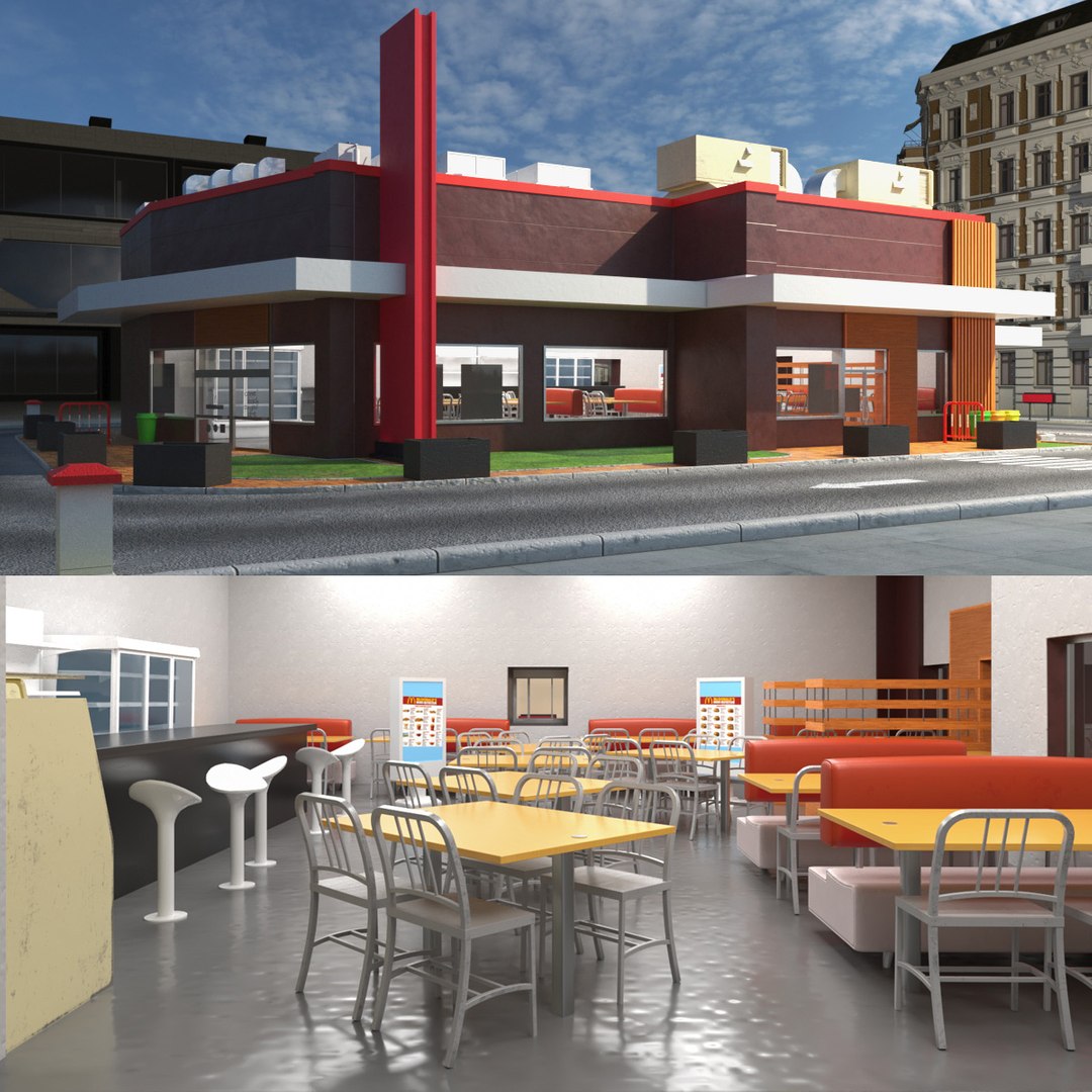 Quick Service Restaurant 3D model preview