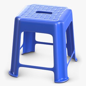 Blue Hard Plastic Stool