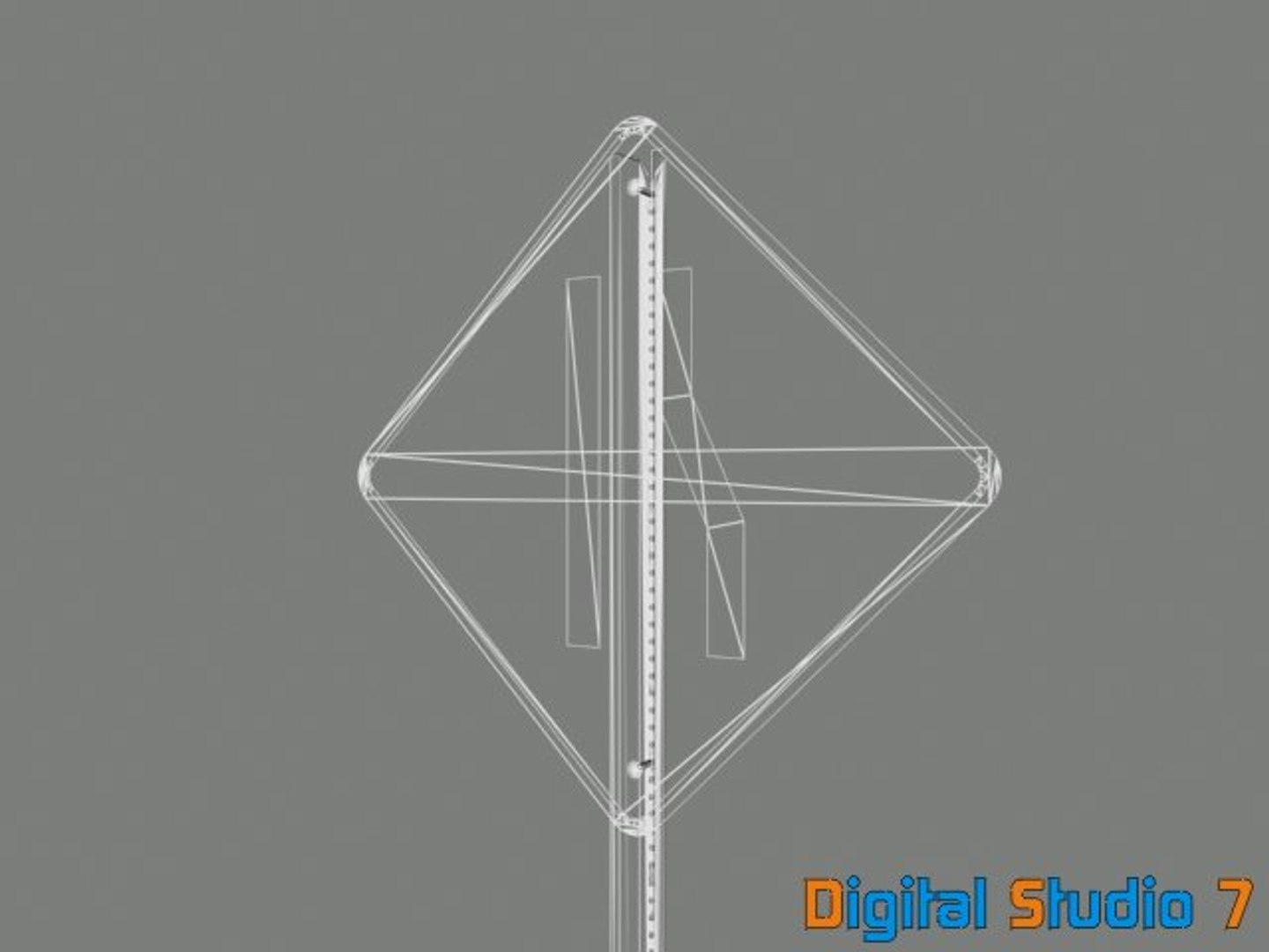 3d Lane Ending Sign Model