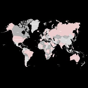 World Map 3D with borders and names