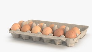 12 eggs in rigged carton package 3D model