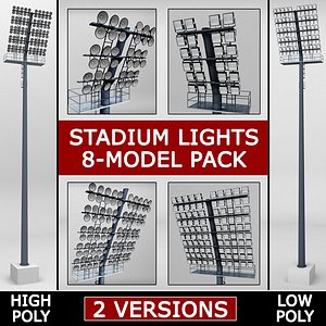 3d model pack stadium lights lux