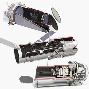 3D model Hubble Spitzer Kepler Space Telescopes Cross Section v3