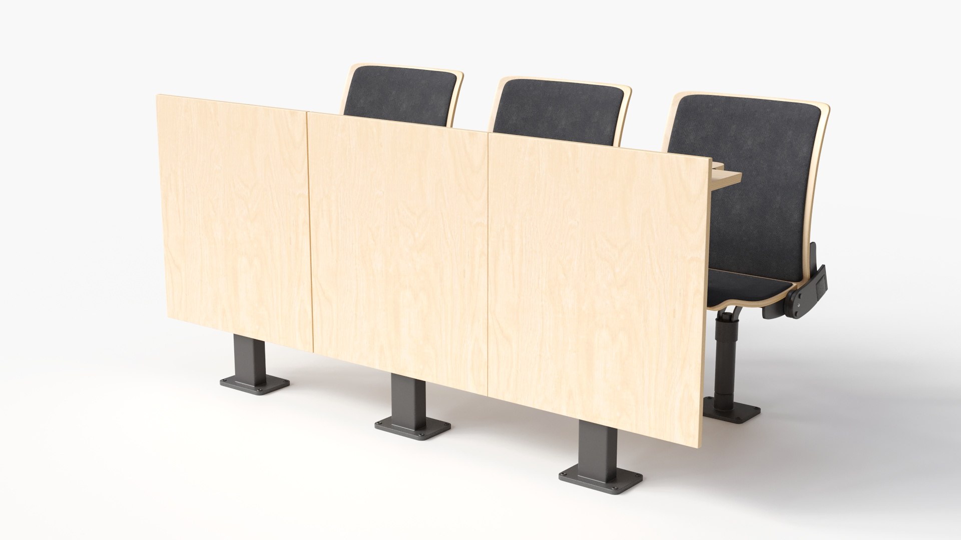 3D Auditorium Chairs And Tables Light Wood Soft model TurboSquid 1957885