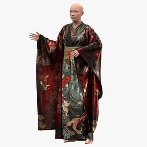 3D female Japanese outfit with texture