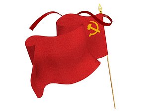 3d soviet flag standard communism model