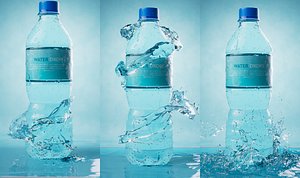 Animated water spiral splash - plastic water bottle