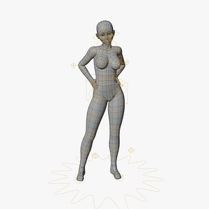 Stylized Humanoid Base Mesh - Female -Rigged-