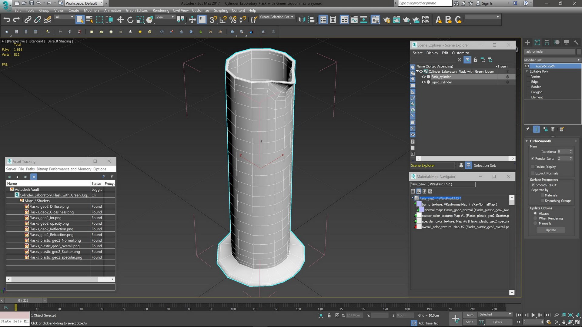 3D Model Cylinder Laboratory Flask With Green Liquor - TurboSquid 2062553