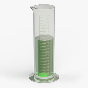 3D model Cylinder Laboratory Flask with Green Liquor