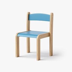3D Wooden Child Chair PBR