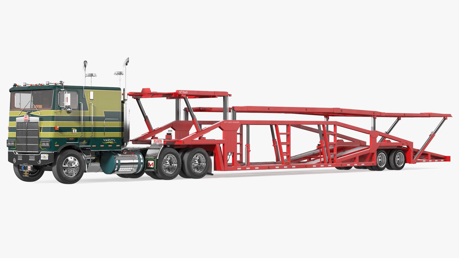 Marmon Truck with Sun Valley Car Carrier 3D model preview