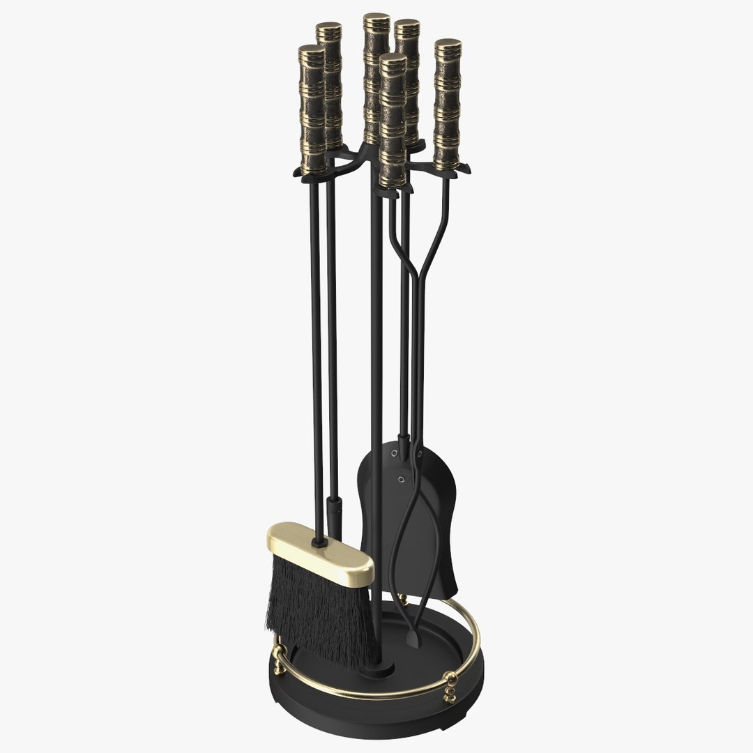 Fireplace Tool Set Fur 3D model preview
