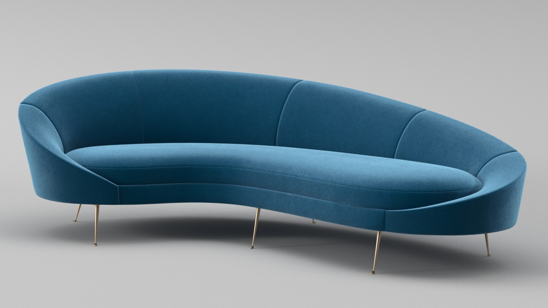 Ico Parisi Style Modern Curved Sofa 02 With Pro Studio Render Scene 3D ...
