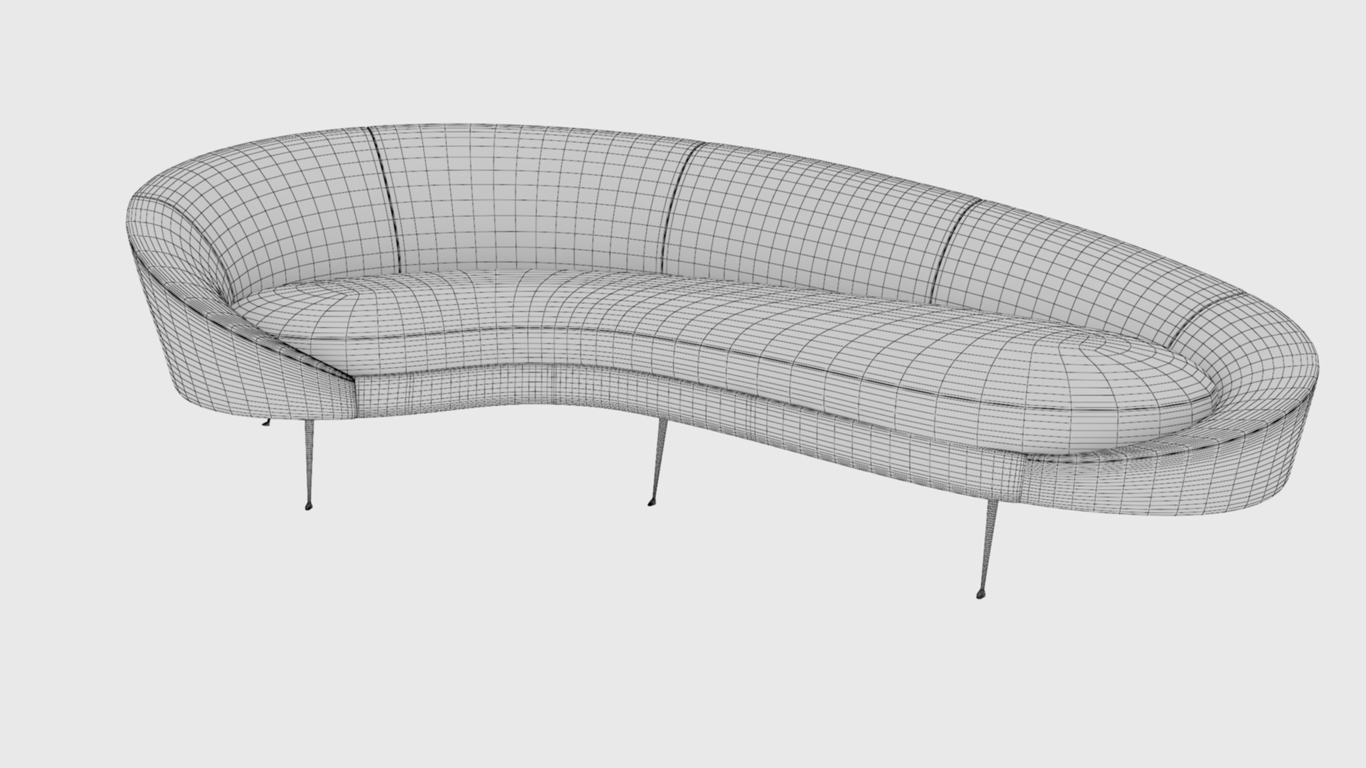 Ico Parisi Style Modern Curved Sofa 02 With Pro Studio Render Scene 3D ...