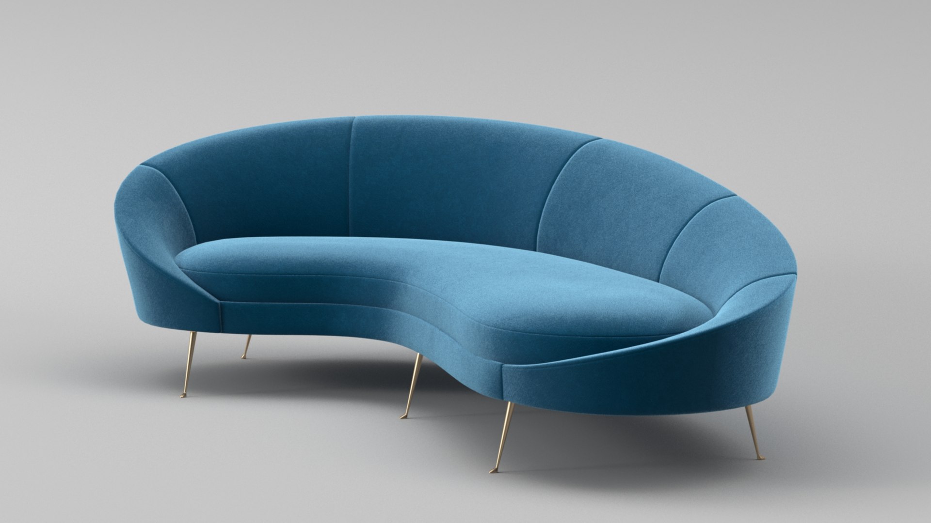 Ico Parisi Style Modern Curved Sofa 02 With Pro Studio Render Scene 3D ...