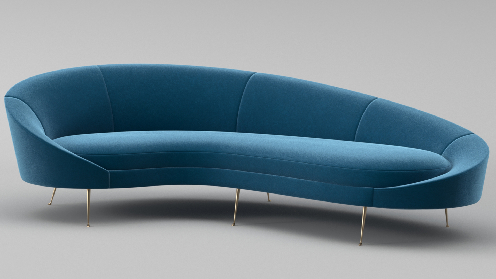 Ico Parisi Style Modern Curved Sofa 02 With Pro Studio Render Scene 3D ...