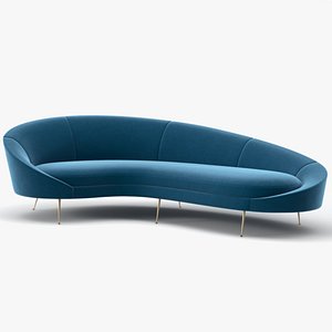 Ico Parisi Style Modern Curved Sofa 02  With Pro Studio Render Scene