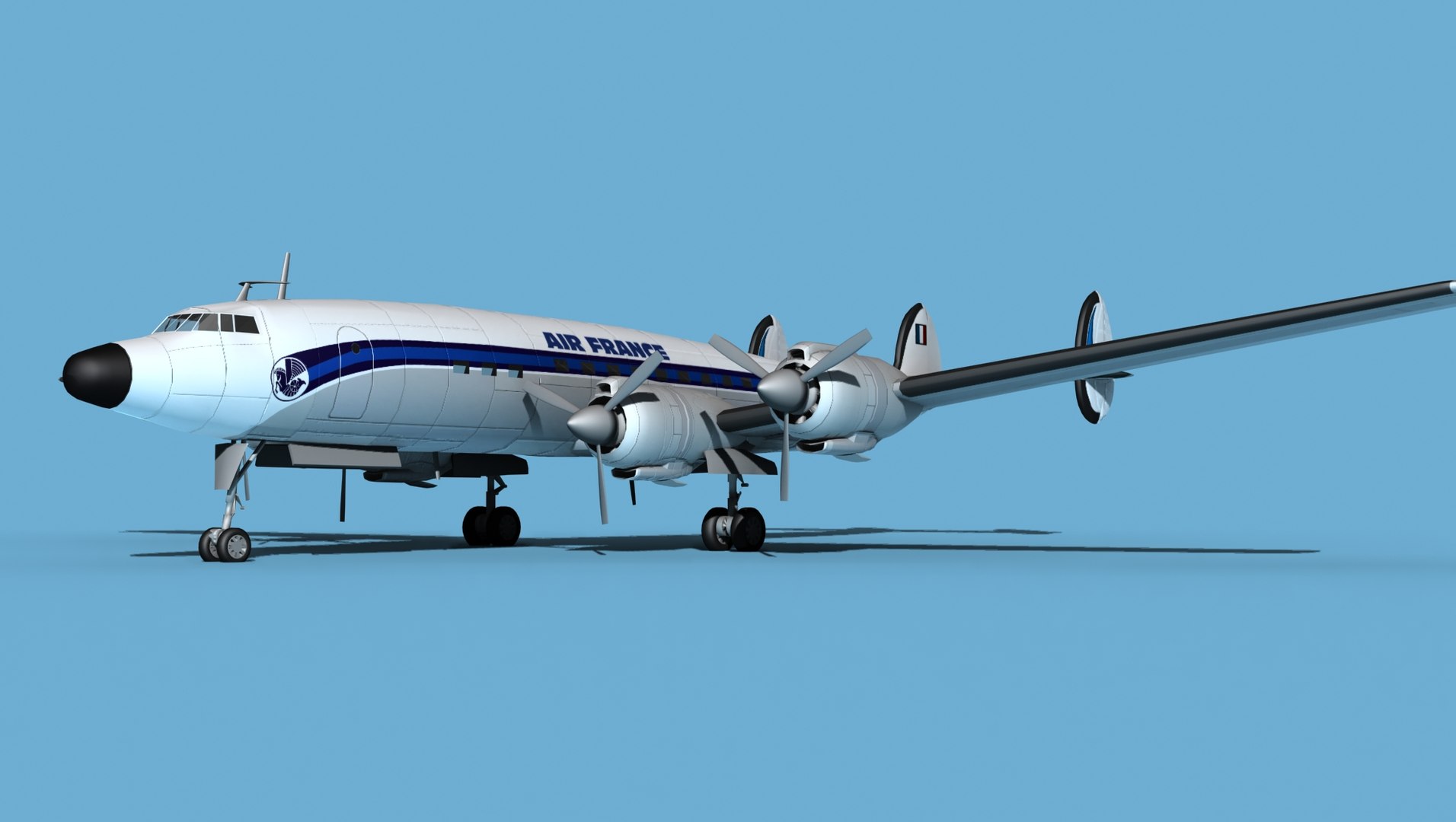 3D Lockheed L1649 Star Liner Air France model https://p.turbosquid.com/ts-thumb/Q2/an9BAj/01/lockheedl1649starlinerairfrance0001/jpg/1656722844/1920x1080/fit_q87/799fcfc3fc8c679613c376ea5a3ac4ddf9b28318/lockheedl1649starlinerairfrance0001.jpg