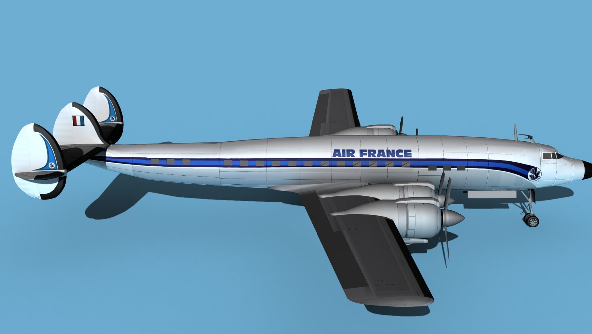 3D Lockheed L1649 Star Liner Air France model https://p.turbosquid.com/ts-thumb/Q2/an9BAj/Un/lockheedl1649starlinerairfrance0040/jpg/1656722846/1920x1080/fit_q87/edac9542cfffbc83a71d53f365278a07a536050e/lockheedl1649starlinerairfrance0040.jpg
