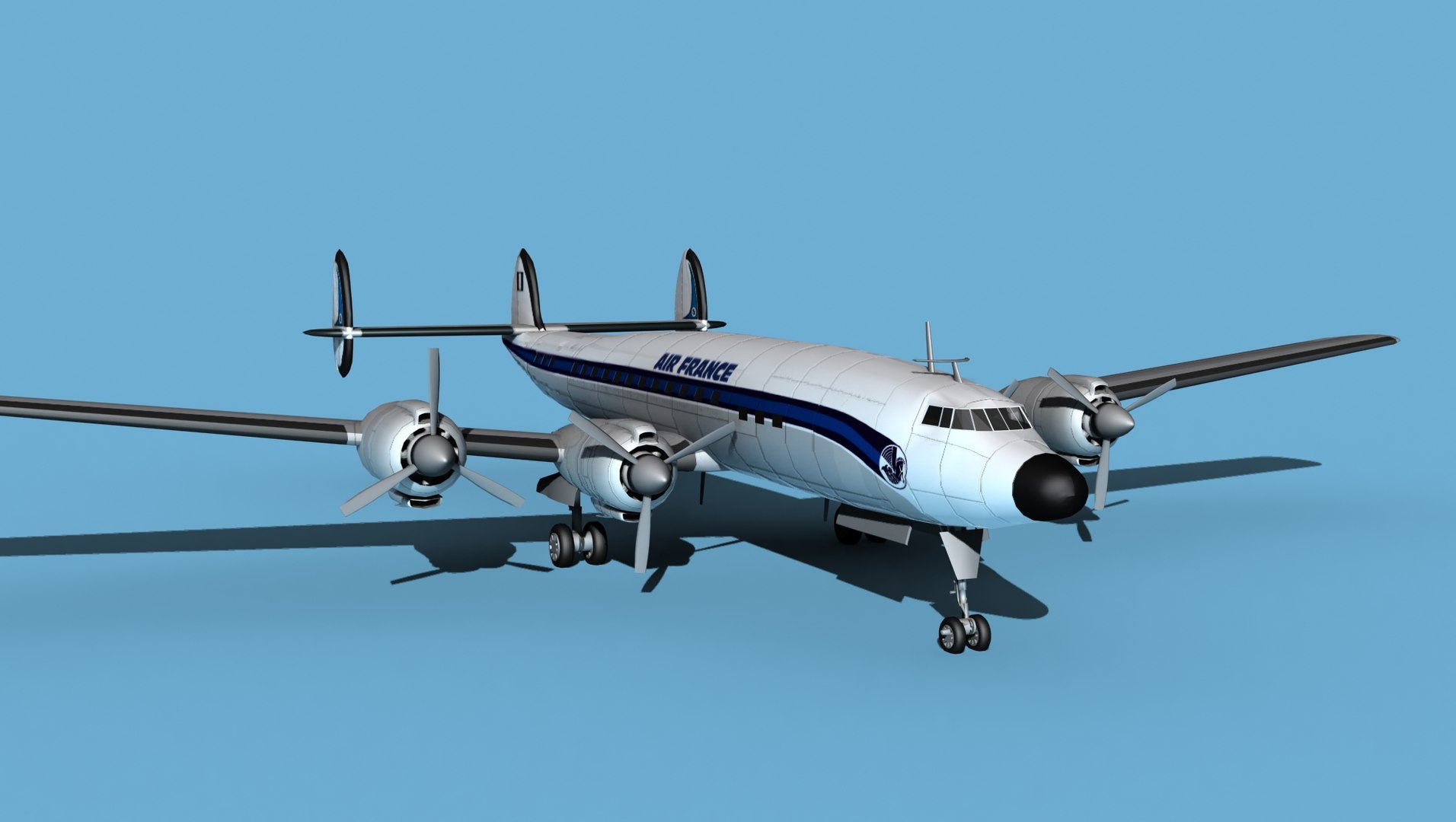 3D Lockheed L1649 Star Liner Air France model https://p.turbosquid.com/ts-thumb/Q2/an9BAj/nq/lockheedl1649starlinerairfrance0020/jpg/1656722845/1920x1080/fit_q87/92e522d5ca33a3fb18d5ac3081f437a5b20ee9c8/lockheedl1649starlinerairfrance0020.jpg