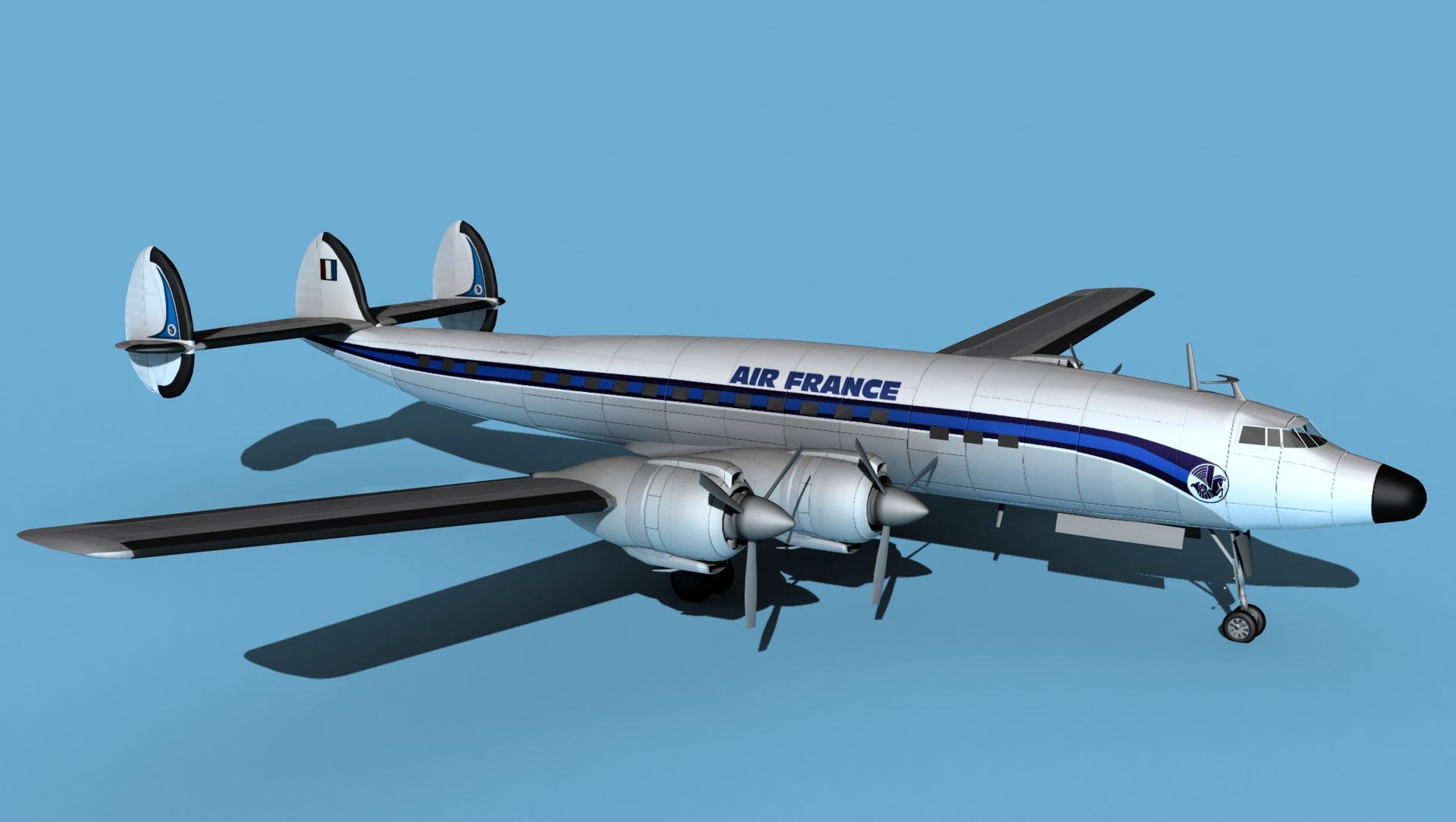 3D Lockheed L1649 Star Liner Air France model https://p.turbosquid.com/ts-thumb/Q2/an9BAj/os/lockheedl1649starlinerairfrance0030/jpg/1656722845/1920x1080/fit_q87/a1c6b8c38c81cdd25b854c78a1cbc2fe42b4e04e/lockheedl1649starlinerairfrance0030.jpg