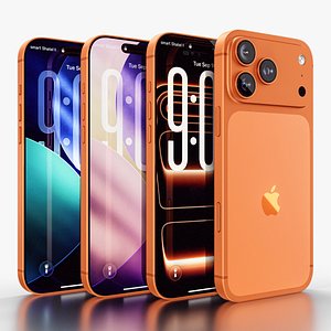3D iPhone 17 Pro Max cosmic Orange model