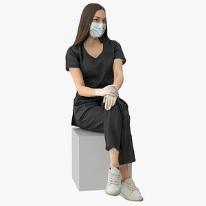 3D model Elizabeth Uniform Medical 01 Sitting Pose 02