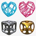 Esculturas de Coração e Cúbicas de Geometria Paramétrica