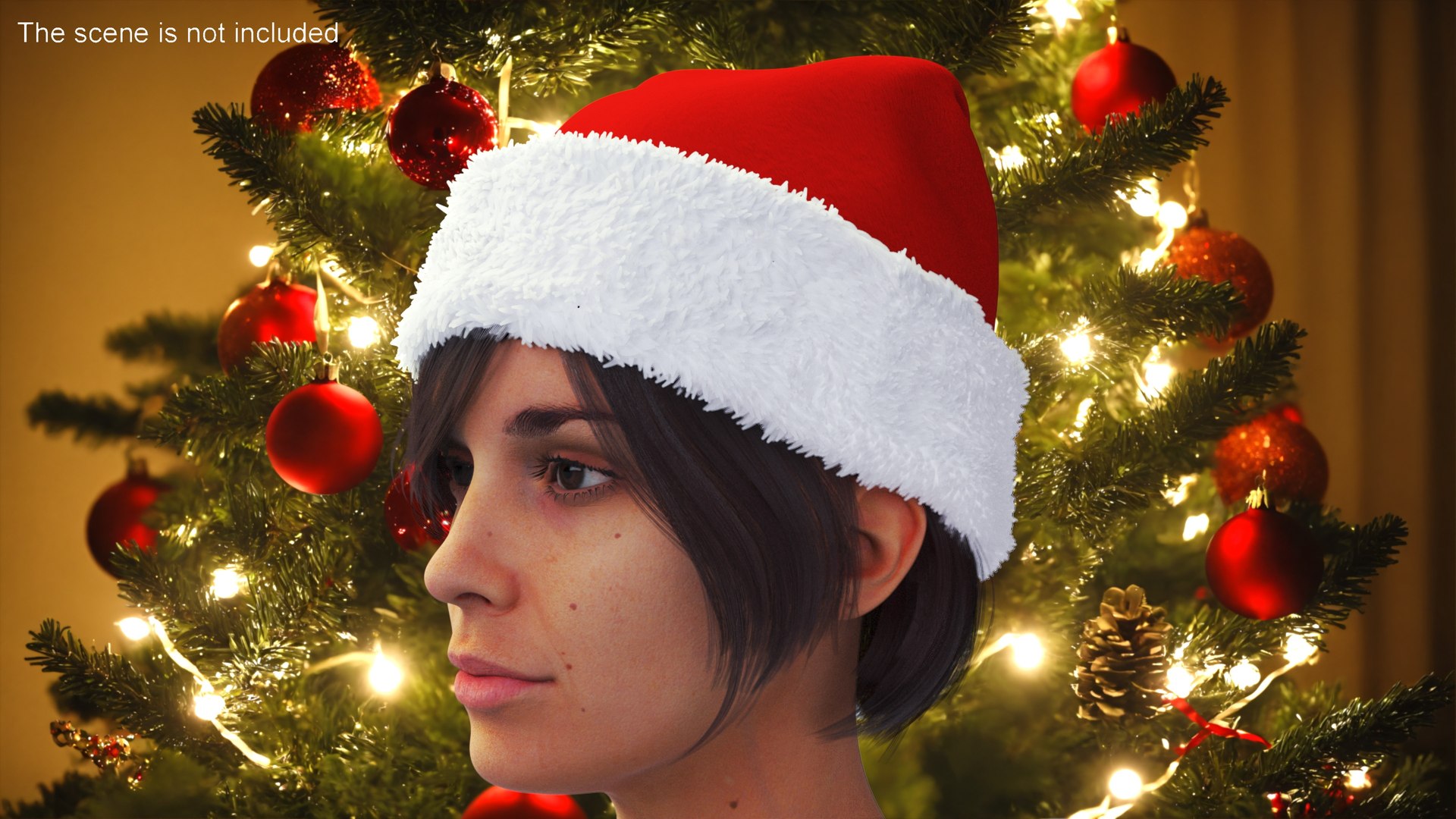 Traditional Xmas Santa Claus Holiday Hat Fur 3D model preview