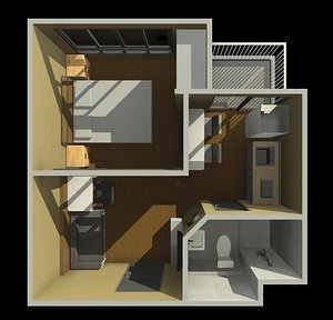 Apartment room by REVIT 25R15 3D model