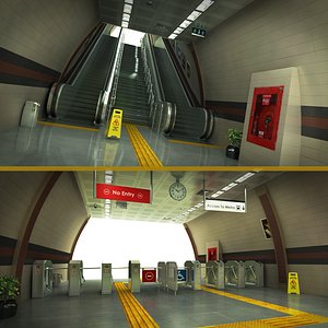 3D escalator tourniquet subway