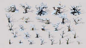 3D Fantazy Stylized Winter Nature - Snow Trees Pack