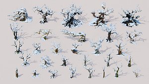 Fantazy Stylized Winter Nature - Snow Trees Pack