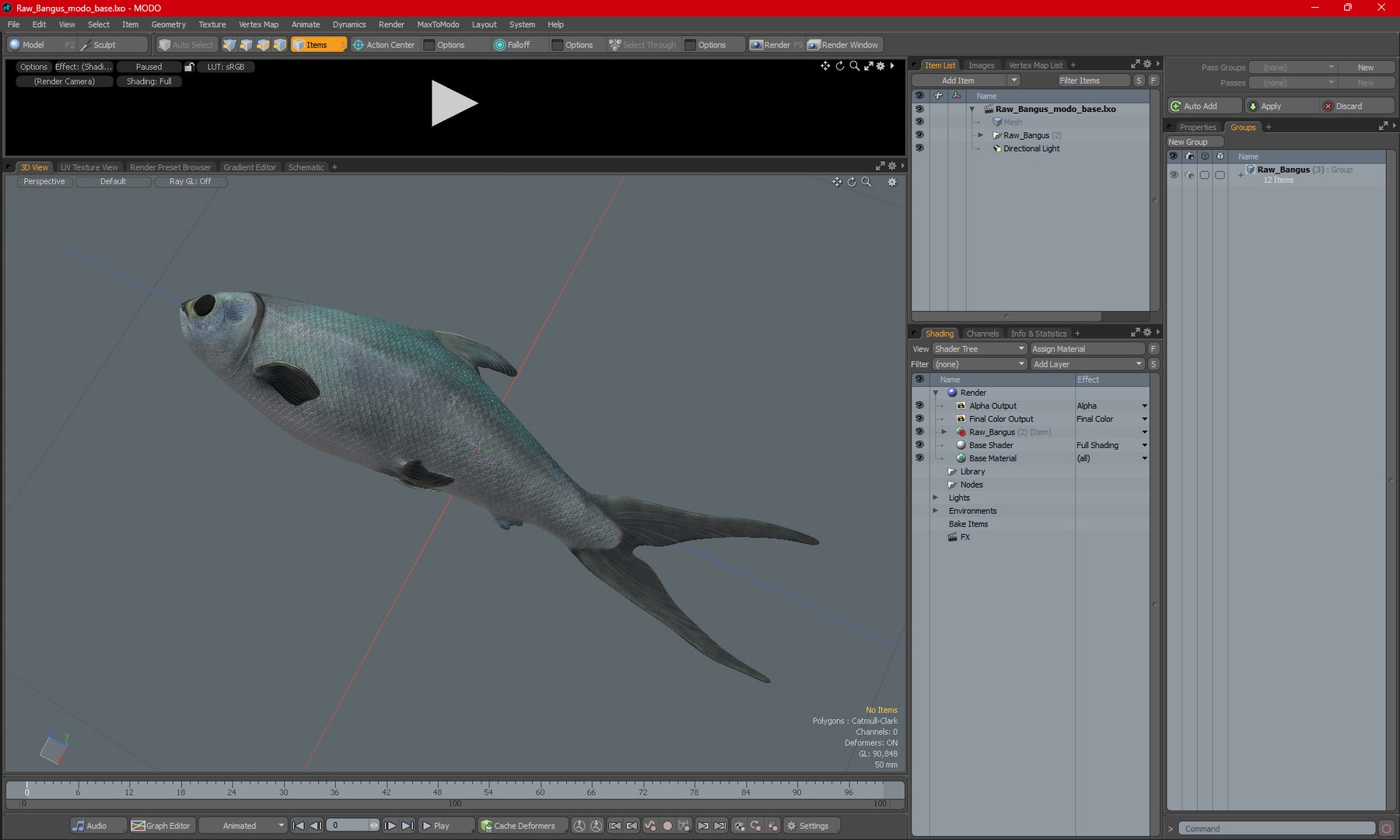 Raw Bangus 3D model preview