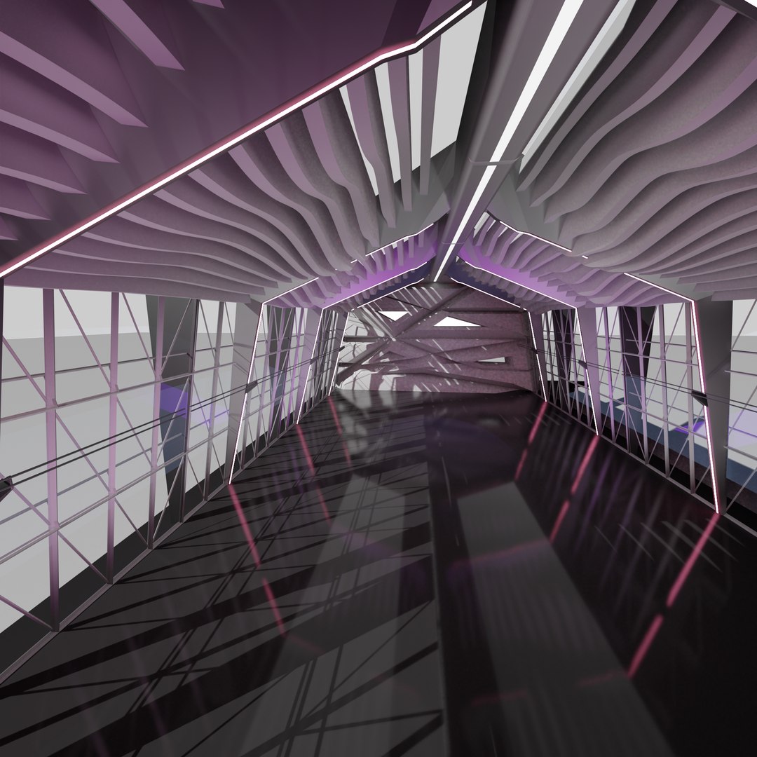 3D Sci Fi Exhibition Abstract Concept Hall Inteiror Clear 3D Model ...