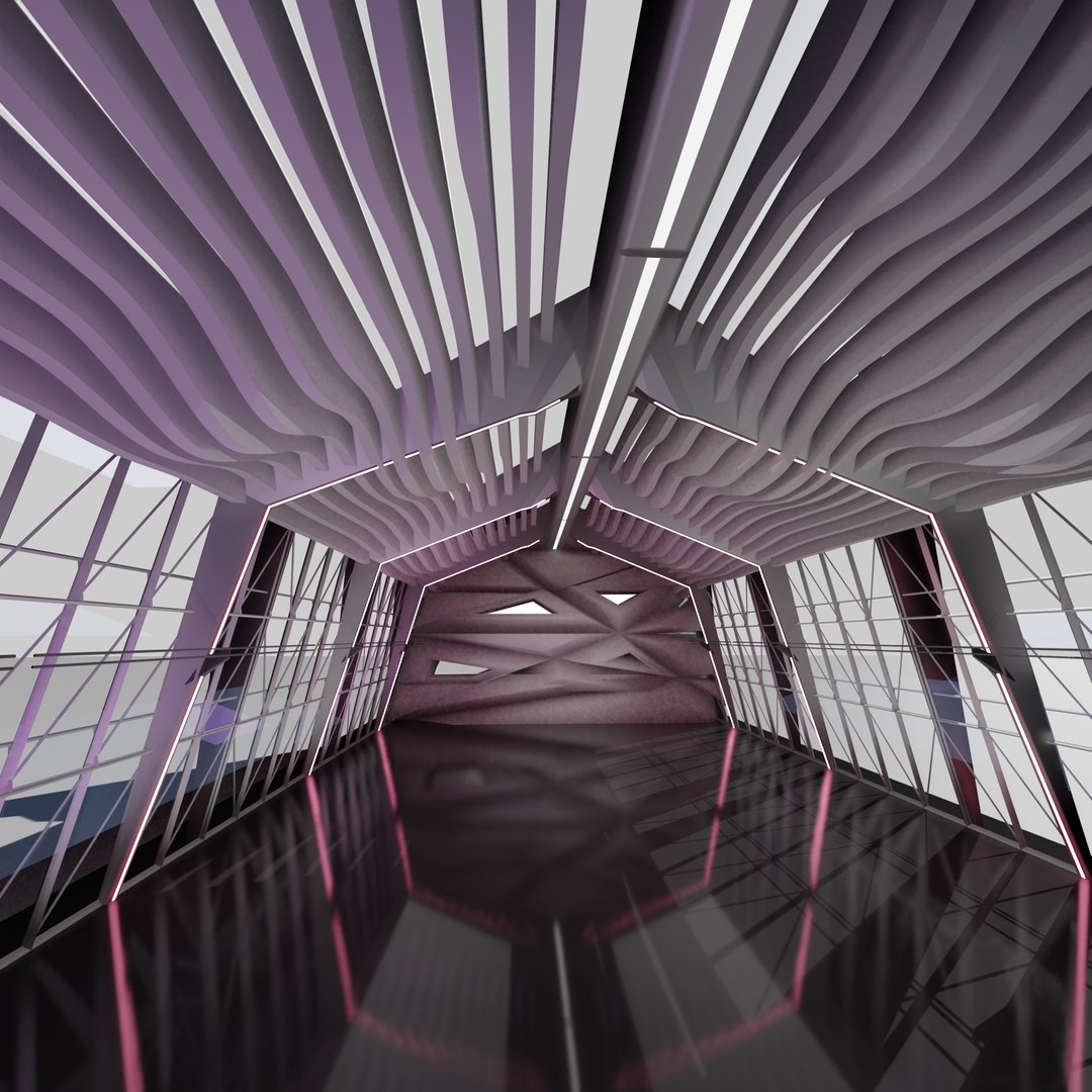 3D Sci Fi Exhibition Abstract Concept Hall Inteiror Clear 3D Model ...