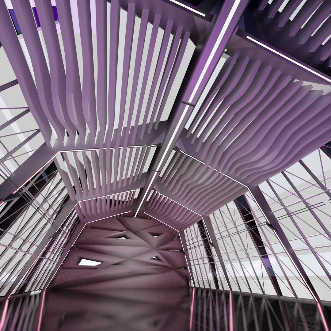 3D Sci Fi Exhibition Abstract Concept Hall Inteiror Clear 3D Model ...
