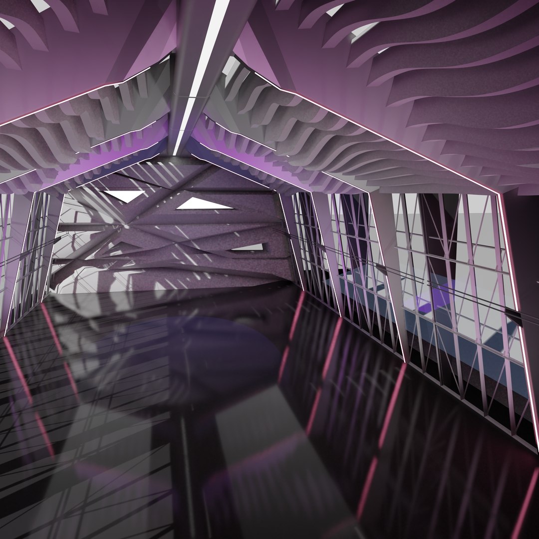 3D Sci Fi Exhibition Abstract Concept Hall Inteiror Clear 3D Model ...