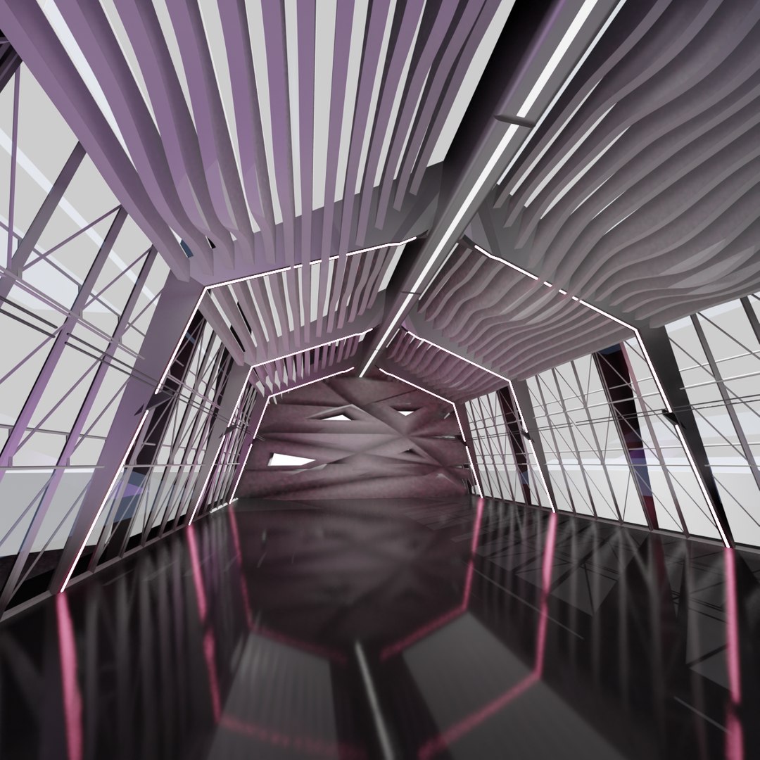 3D Sci Fi Exhibition Abstract Concept Hall Inteiror Clear 3D Model ...