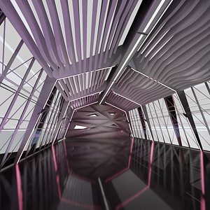 Sci Fi Exhibition Abstract Concept hall inteiror clear 3D model