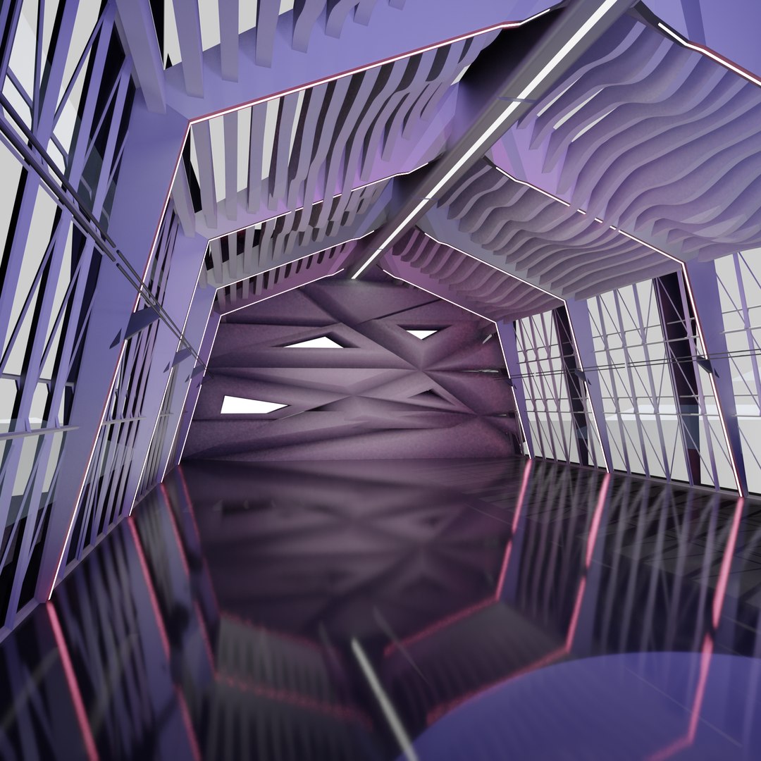 3D Sci Fi Exhibition Abstract Concept Hall Inteiror Clear 3D Model ...