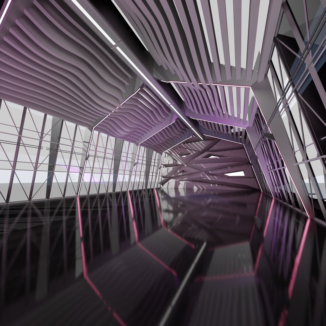 3D Sci Fi Exhibition Abstract Concept Hall Inteiror Clear 3D Model ...