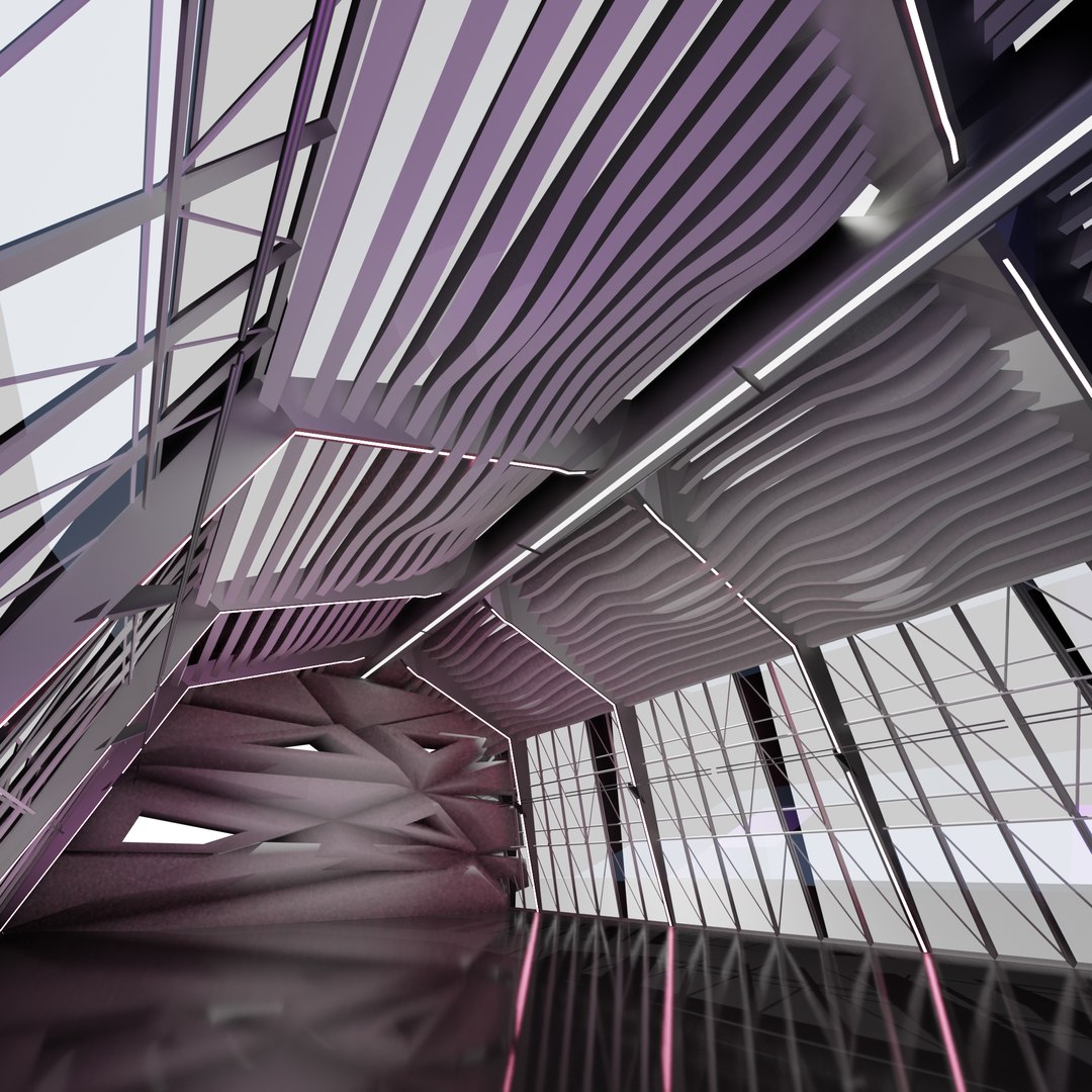 3D Sci Fi Exhibition Abstract Concept Hall Inteiror Clear 3D Model ...